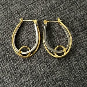 Beautiful 2 tone gold plated hoop earrings